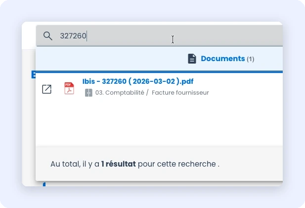 Capture montrant peu de résultats avec un mot-clé précis