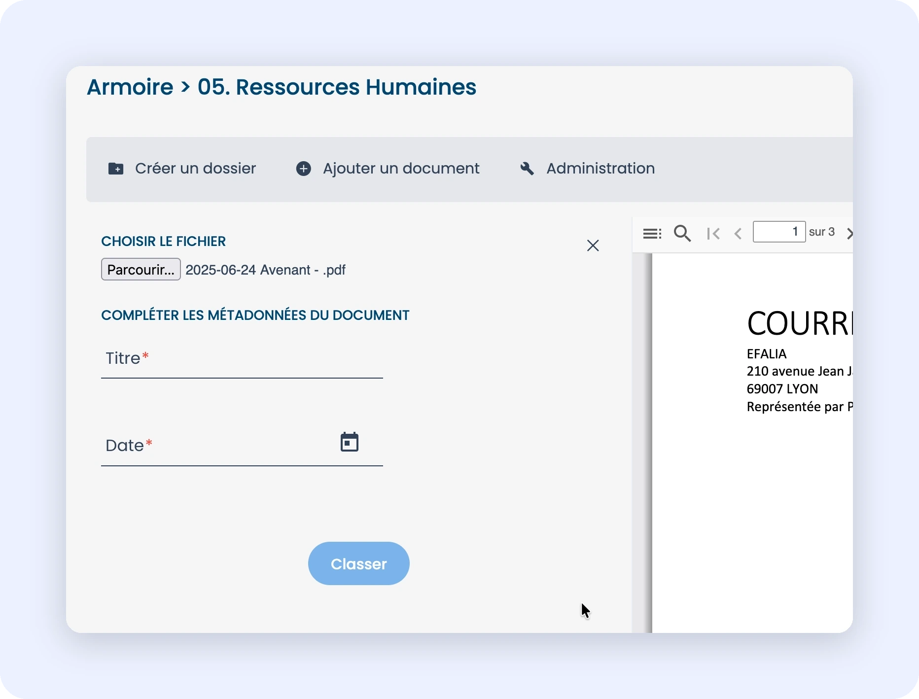 Capture du formulaire de métadonnées avec les champs obligatoires et facultatifs